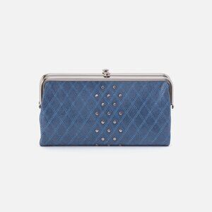 Lauren Clutch Wallet in Buffed Leather Azure Studded